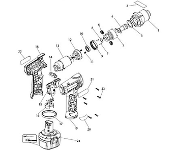 Part Location Diagram of N072 Ingersoll Rand Battery Pack (7.2V Ni-Cd)
